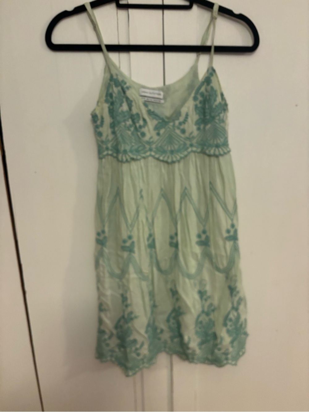 Urban Outfitters Mint Green Embroidered Tank Dress